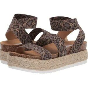 Steve Madden Women's Kimmie Espadrille Wedge Sandal Blu Snake Print Size 8 NWB